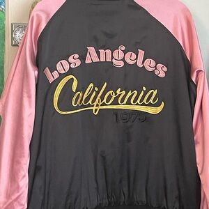 Pink and Black Los Angeles California Jacket Satin VINTAGE